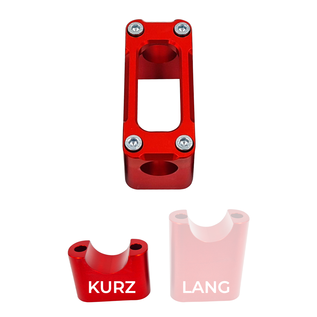 SH Eloxierte ("Elox") Lenkerklemmung / Lenkerklemmbrücke Modell A, für Simson - kurz, Rot