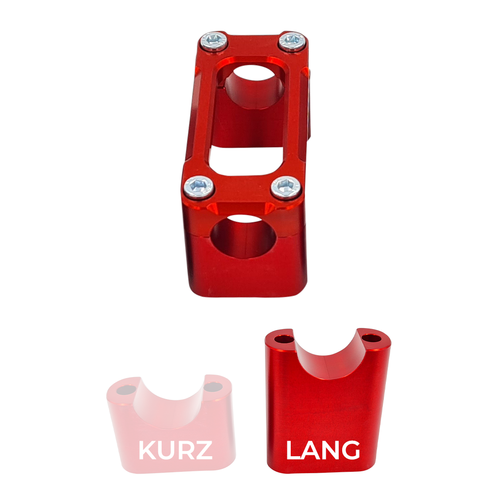 SH Eloxierte ("Elox") Lenkerklemmung / Lenkerklemmbrücke Modell A, für Simson - lang, Rot