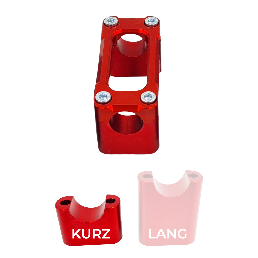 SH Eloxierte ("Elox") Lenkerklemmung / Lenkerklemmbrücke Modell A, für Simson - kurz, Rot