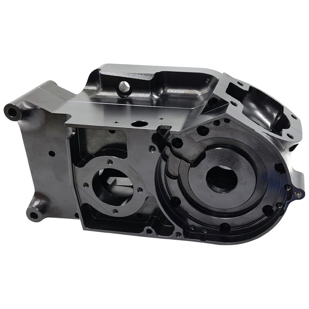 JWSport Big Bore CNC Motorgehäuse für Simson MTX 130 Black Purple "Billet Block" mit Pro Seal Hebel und Montage Kit