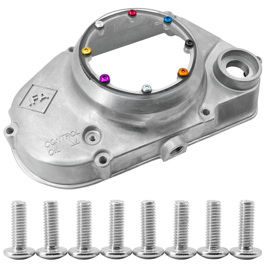 SH Eloxiertes ("Elox") Schraubenset, 8-teilig, zum Nachrüsten für Simson Kupplungsdeckel / Limadeckel - Silber