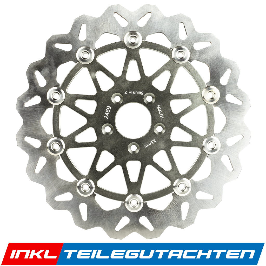ZT Racing Bremsscheibe "Wave" 260mm, 2-teilig, inkl. Teilegutachten - Titan