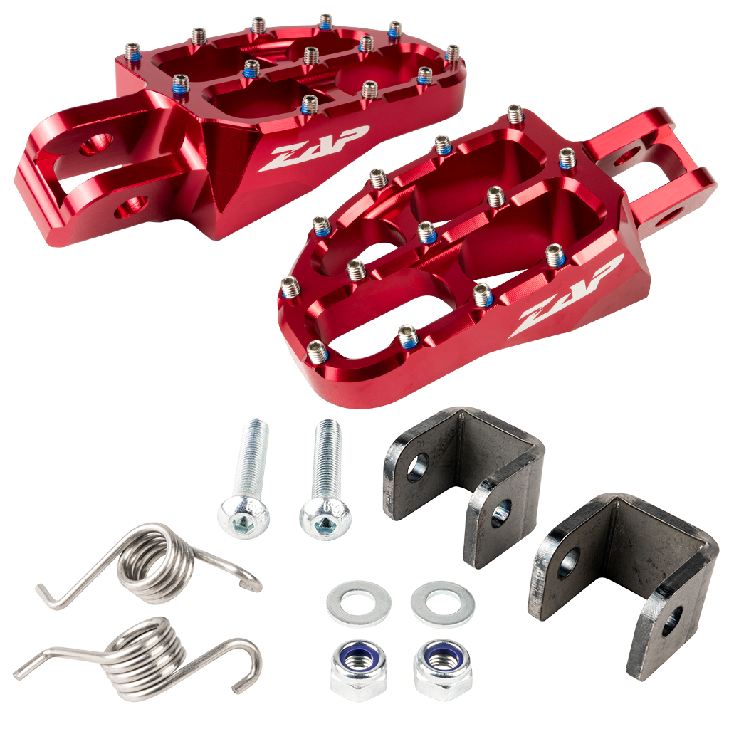 ZAP Fußrasten mit Anschweißblech für Simson Fußrastenträger, 2er Set - Rot