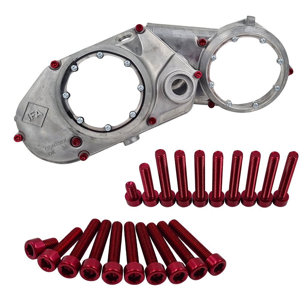 SH Eloxierte ("Elox") Schrauben - 10er Set für Kupplungsdeckel & Limadeckel, für Simson M500 Motoren, Aluminium - Rot