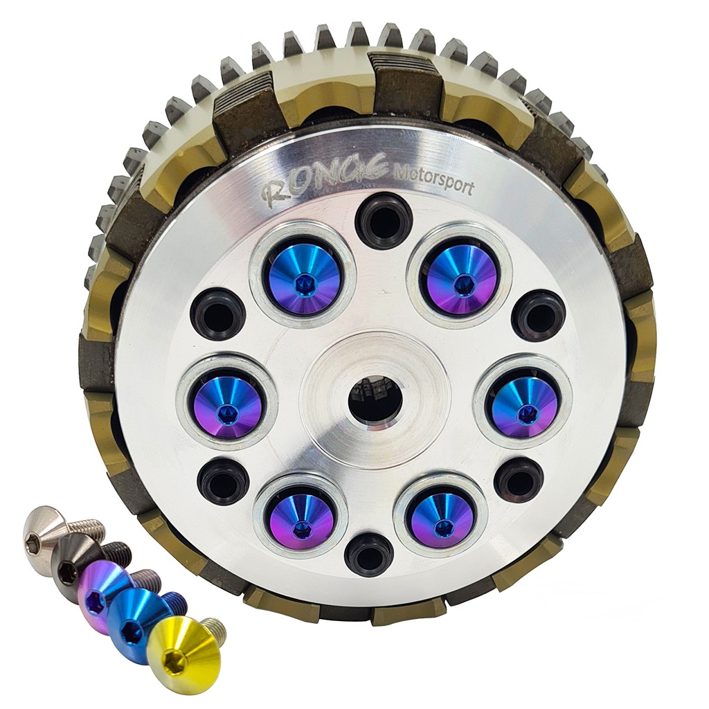 Eloxiertes ("Elox") Titan-Schraubenset für Ronge K7 Simson-Kupplung, 6-teilig