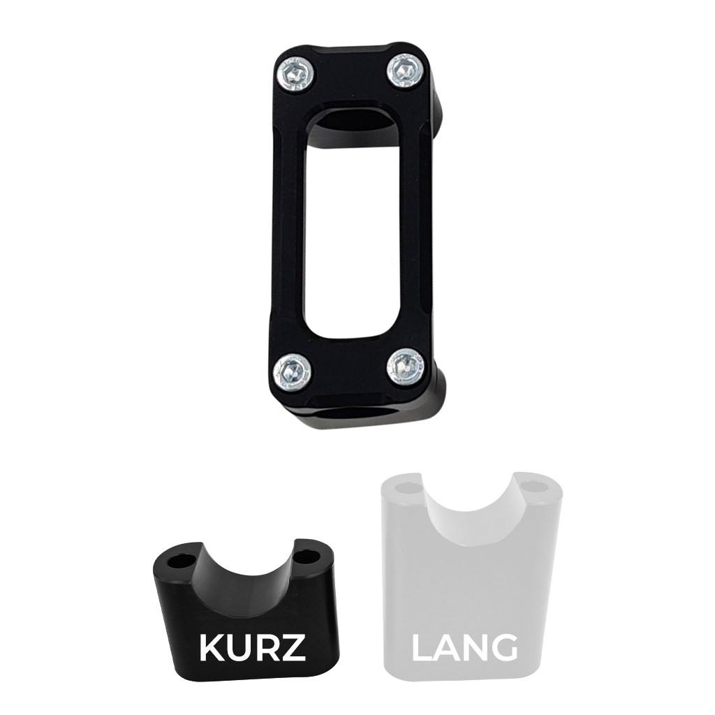 SH Eloxierte ("Elox") Lenkerklemmung / Lenkerklemmbrücke Modell A, für Simson - kurz, Schwarz