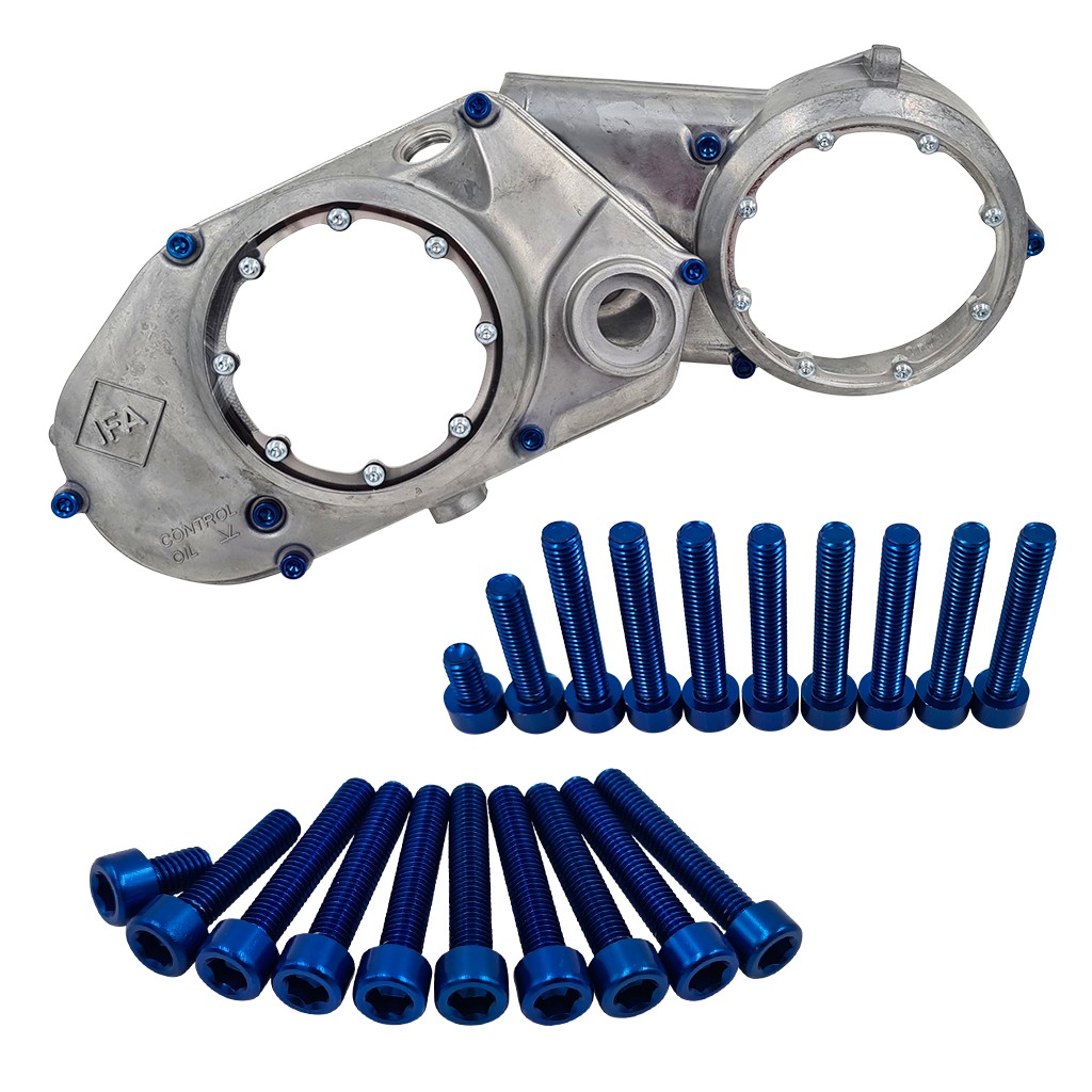 SH Eloxierte ("Elox") Schrauben - 10er Set für Kupplungsdeckel & Limadeckel, für Simson M500 Motoren, Aluminium - Blau