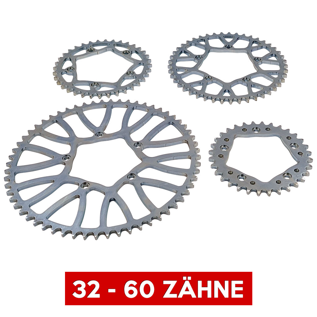 SH Hinteres Kettenrad/Kettenritzel für Simson MS50-Kettenradträger / CNC-Mitnehmer 32-60 Zähne