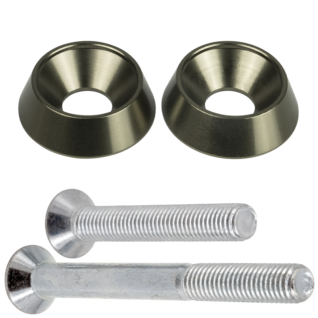 Eloxierte ("Elox") Senkkopf U-Scheiben für ISK Innensechskant M8 Schrauben (z.B. Stoßdämpfer), 2er Set - Titan