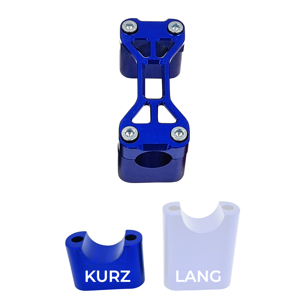 SH Eloxierte ("Elox") Lenkerklemmung / Lenkerklemmbrücke Modell B Gen2, für Simson - kurz, Blau