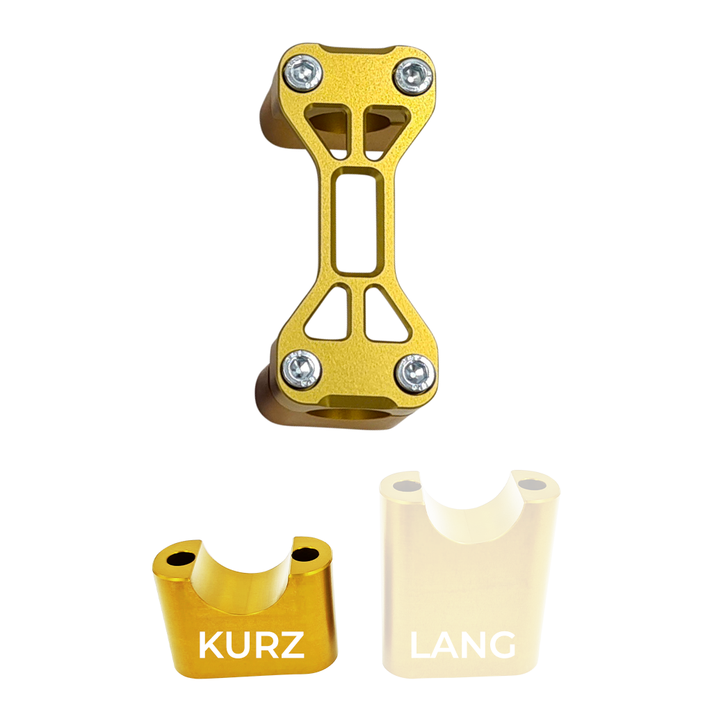 SH Eloxierte ("Elox") Lenkerklemmung / Lenkerklemmbrücke Modell B Gen2, für Simson - kurz, Gold
