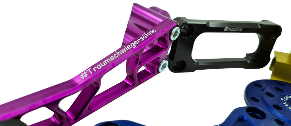Wunschgravur+Wunschtext auf eloxierten Simson-Teilen - CNC Knochen/Arial