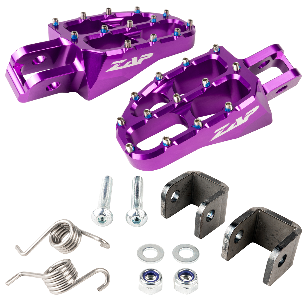 ZAP Fußrasten mit Anschweißblech für Simson Fußrastenträger, 2er Set - Violett