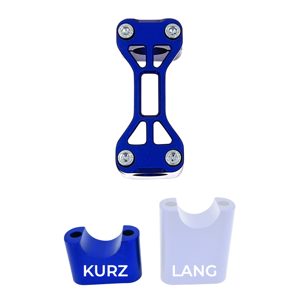 SH Eloxierte ("Elox") Lenkerklemmung / Lenkerklemmbrücke Modell B Gen2, für Simson - kurz, Blau