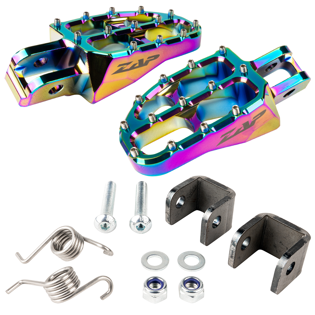 ZAP Fußrasten mit Anschweißblech für Simson Fußrastenträger, 2er Set - Rainbow