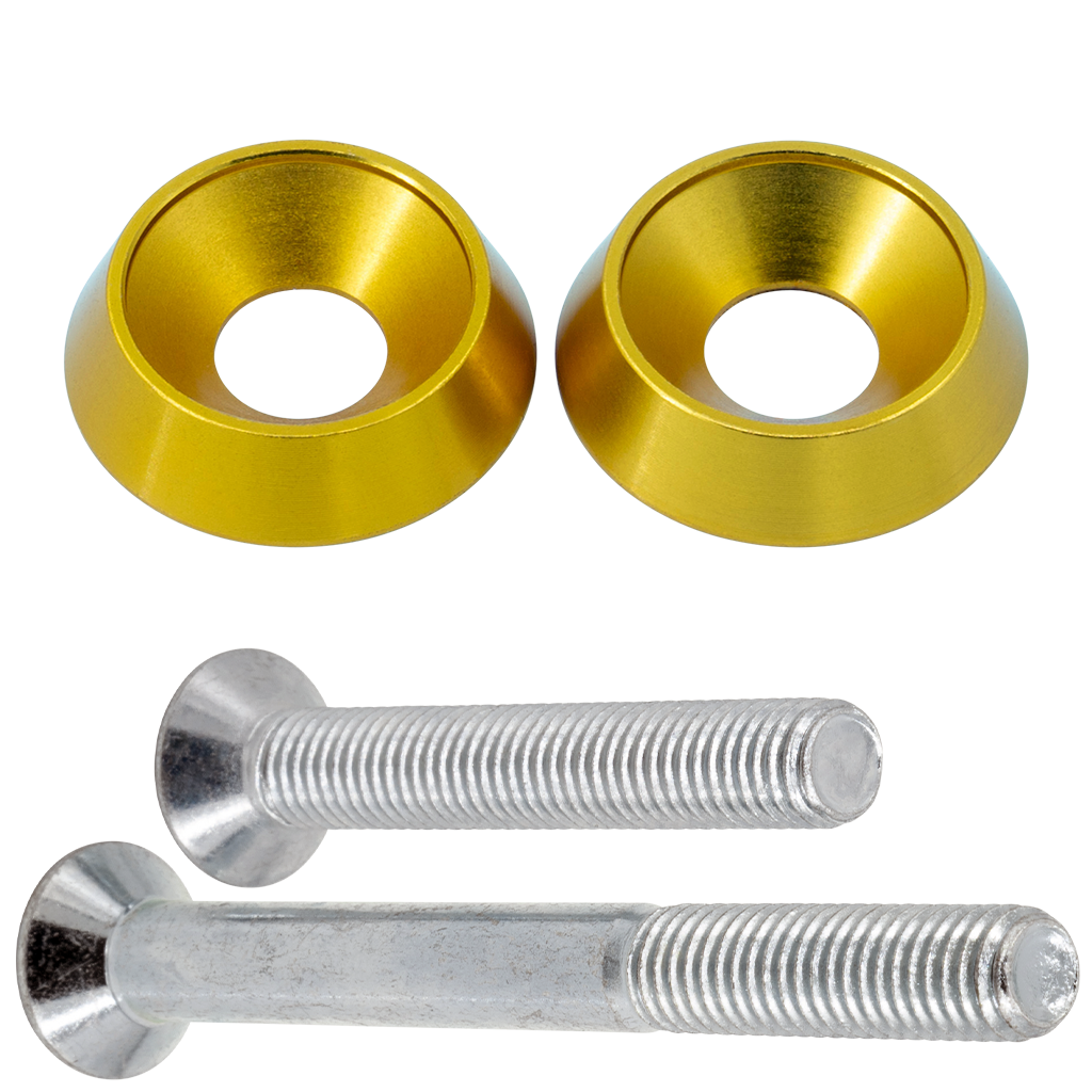 Eloxierte ("Elox") Senkkopf U-Scheiben für ISK Innensechskant M8 Schrauben (z.B. Stoßdämpfer), 2er Set - Gold