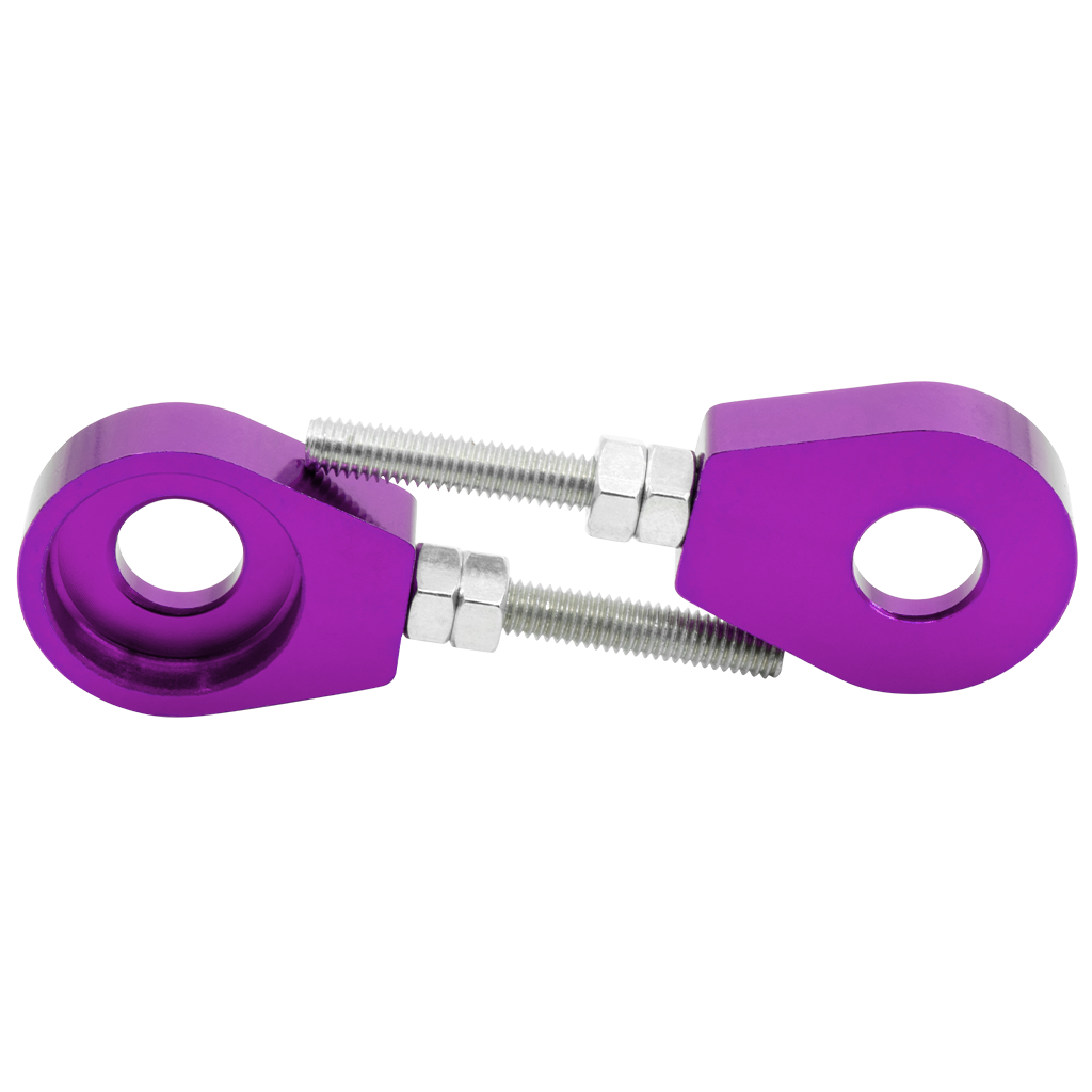 Eloxierter ("Elox") CNC Kettenspanner, 2er Set, für 12mm Steckachse, Aluminium - Violett