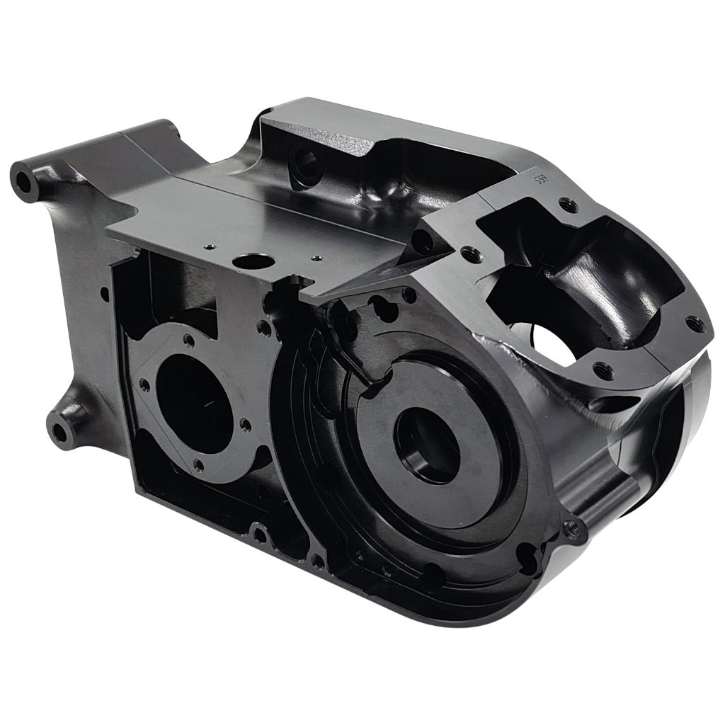 JWSport Big Bore CNC Motorgehäuse für Simson MTX 130 Black Purple "Billet Block" mit Pro Seal Hebel und Montage Kit