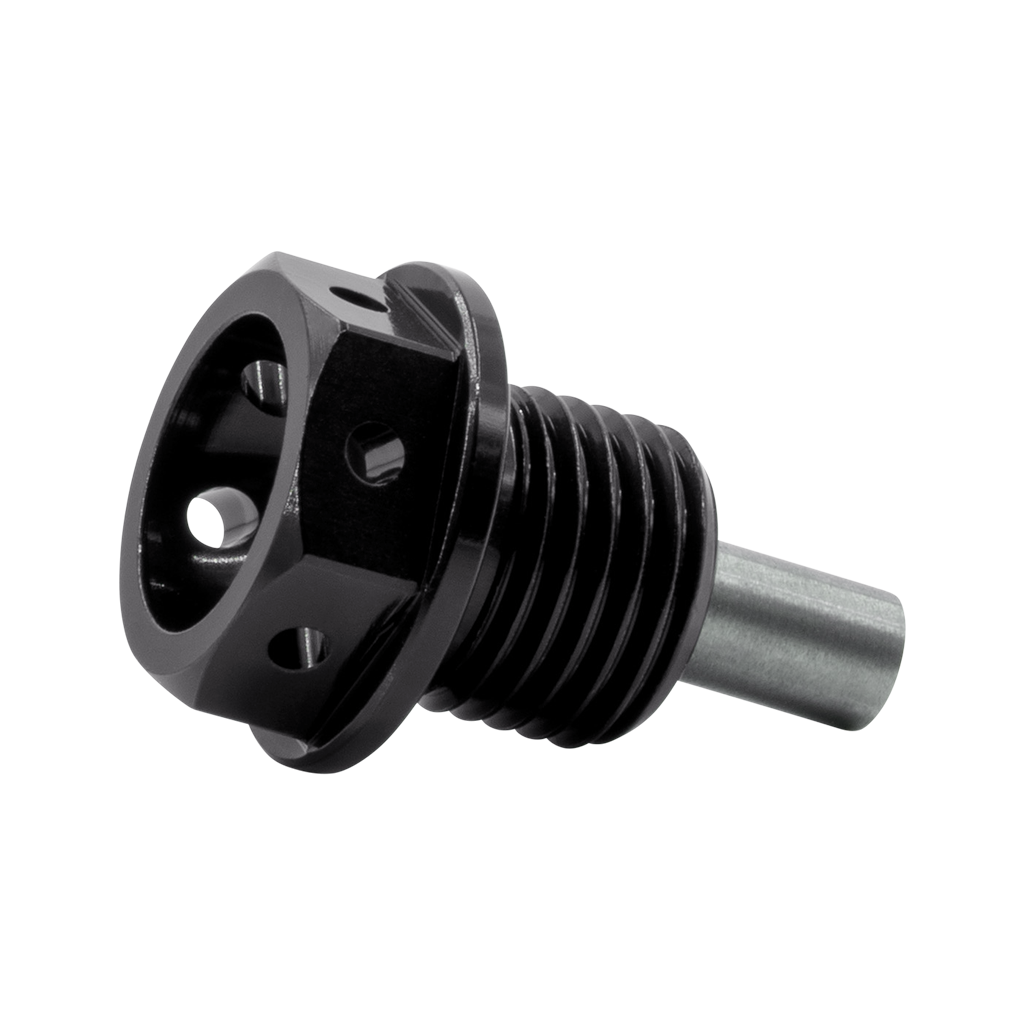 SH Eloxierte ("Elox") Ölablassschraube M14x1,5 mit Neodym Magnet, für Simson M500 Motor, Aluminium - Schwarz