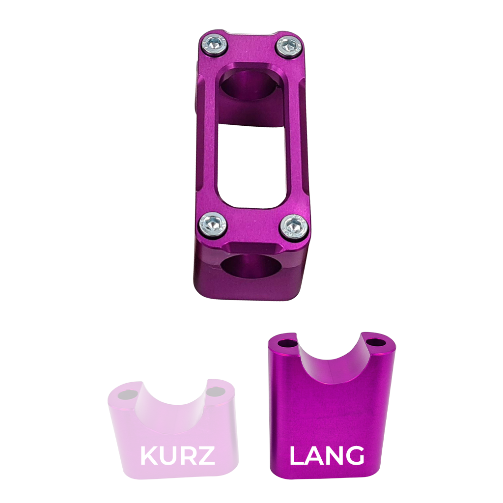 SH Eloxierte ("Elox") Lenkerklemmung / Lenkerklemmbrücke Modell A, für Simson - lang, Violett