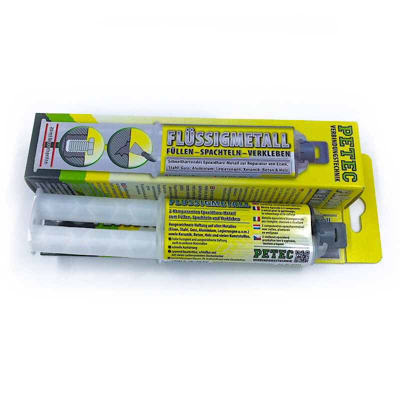 PETEC Flüssigmetall-Kleber 25 ml Kartusche/Doppelspritze