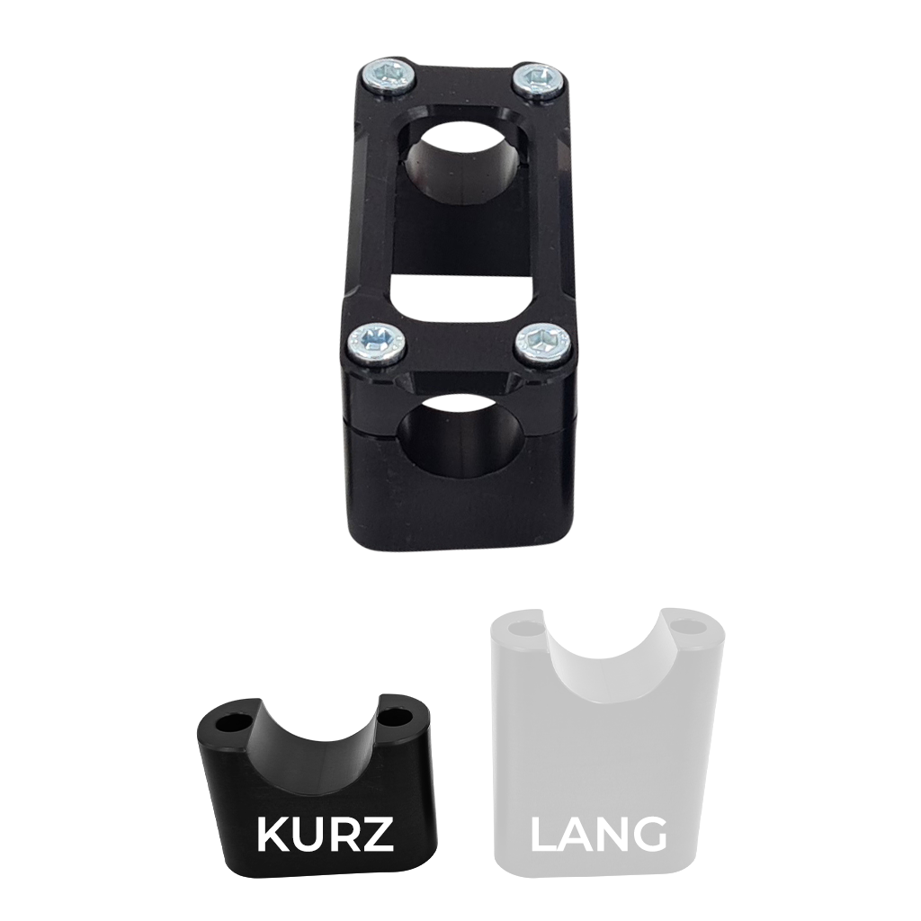 SH Eloxierte ("Elox") Lenkerklemmung / Lenkerklemmbrücke Modell A, für Simson - kurz, Schwarz