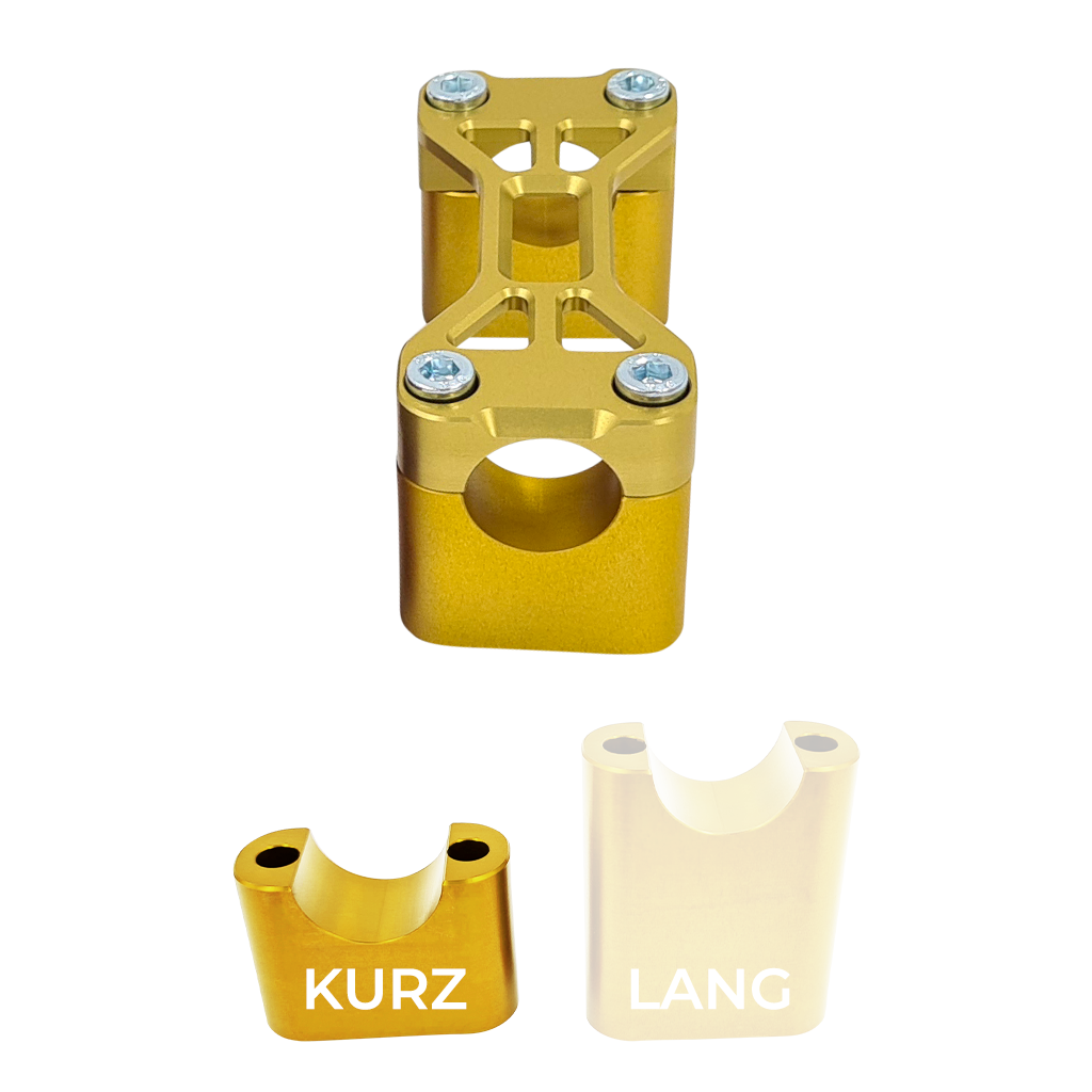 SH Eloxierte ("Elox") Lenkerklemmung / Lenkerklemmbrücke Modell B Gen2, für Simson - kurz, Gold