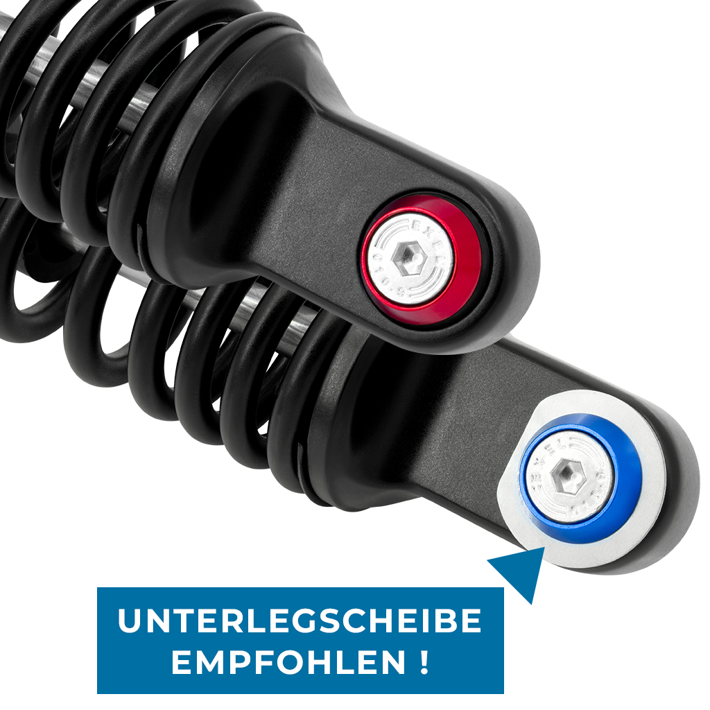 Eloxierte ("Elox") Senkkopf U-Scheiben für ISK Innensechskant M8 Schrauben (z.B. Stoßdämpfer), 2er Set - Grün