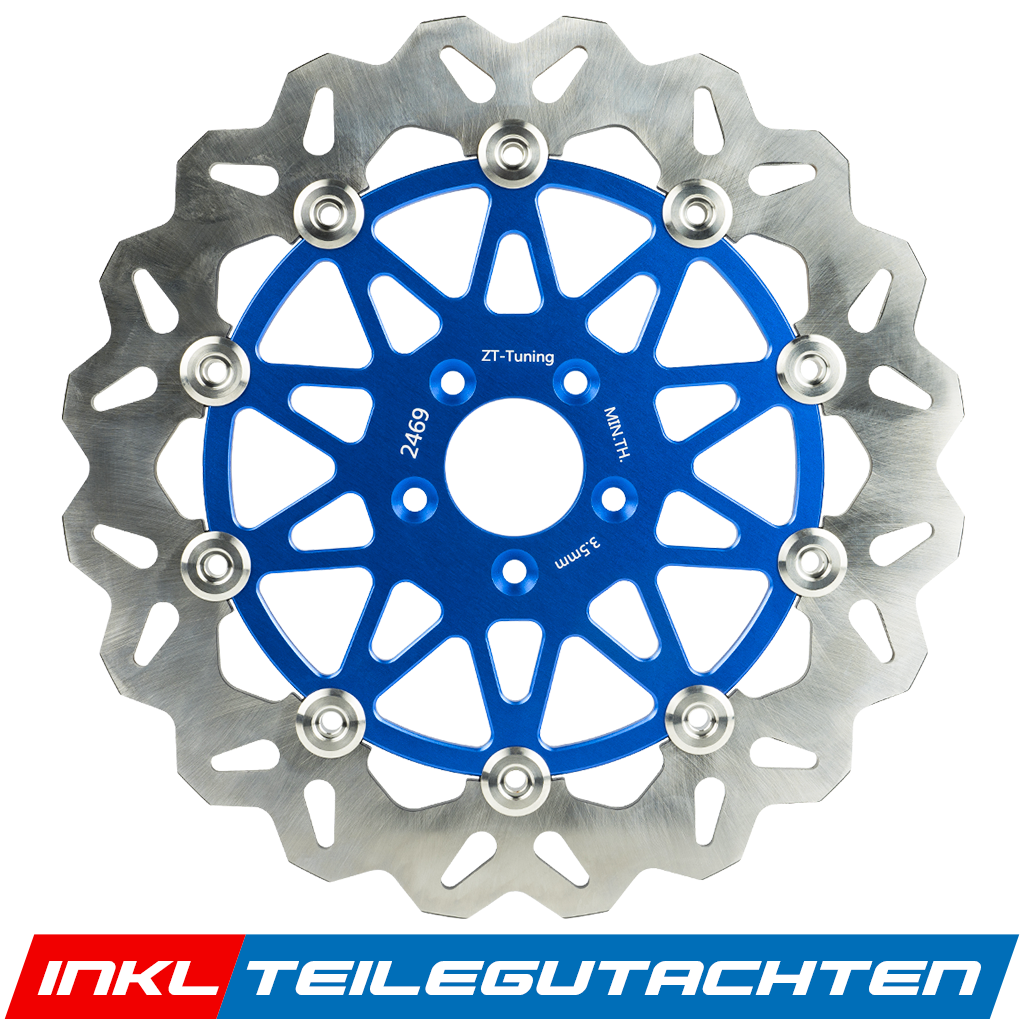 ZT Racing Bremsscheibe "Wave" 260mm, 2-teilig, inkl. Teilegutachten - Blau