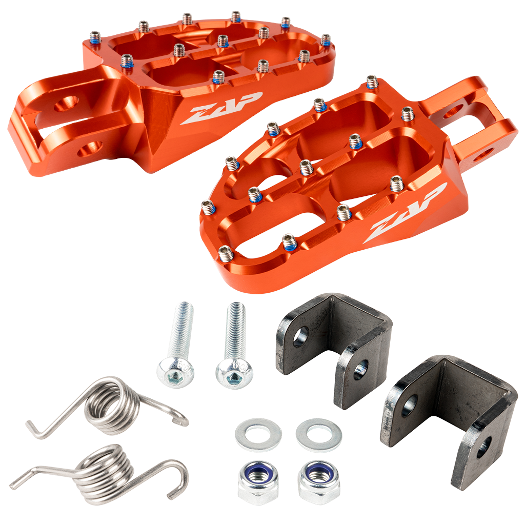 ZAP Fußrasten mit Anschweißblech für Simson Fußrastenträger, 2er Set - Orange